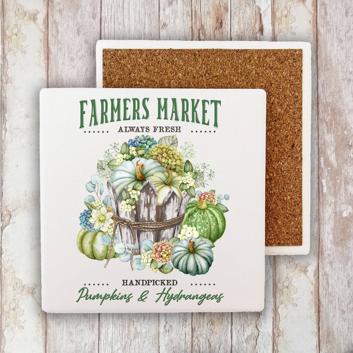 Autumn Fall Farmers Market Hydrangeas Stone Coaster
