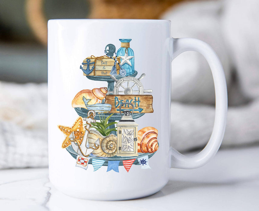 Beach Ocean Sea Shells 3 Tier Tray Coffee Mug