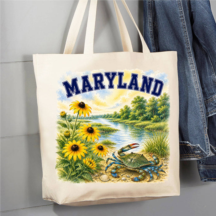 Maryland State Bird and Animal Canvas Tote Bag
