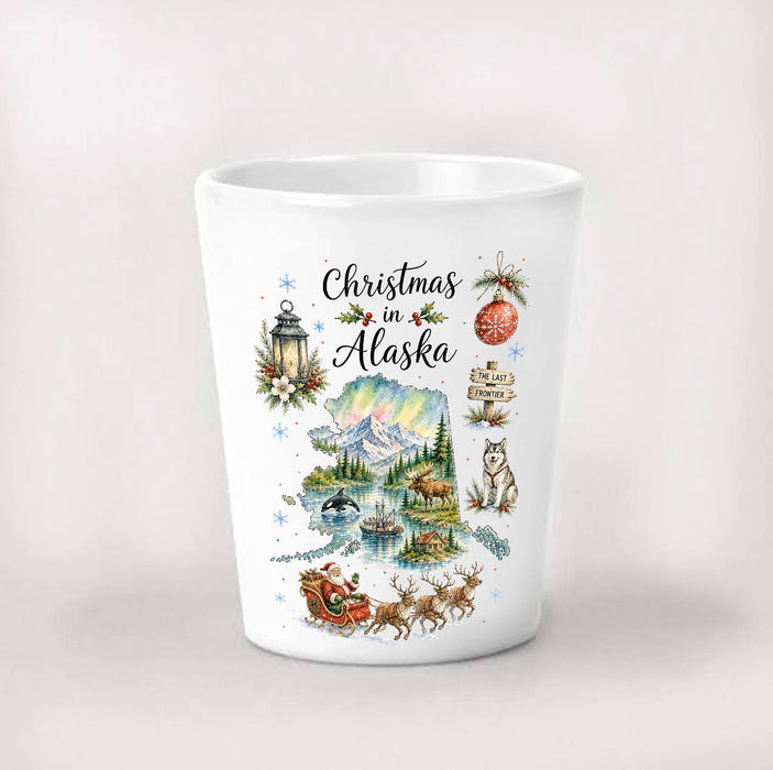 Christmas in Alaska State Map Shot Glass