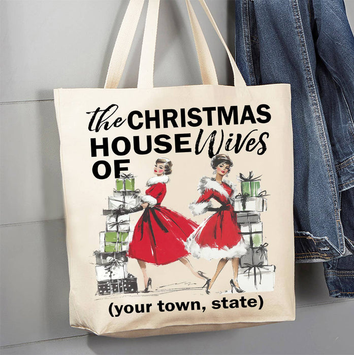 Retro Ladies Christmas Housewives Canvas Tote Bag