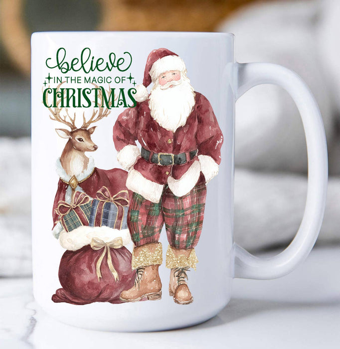 Christmas Santa Burgundy Velvet Coffee Mug