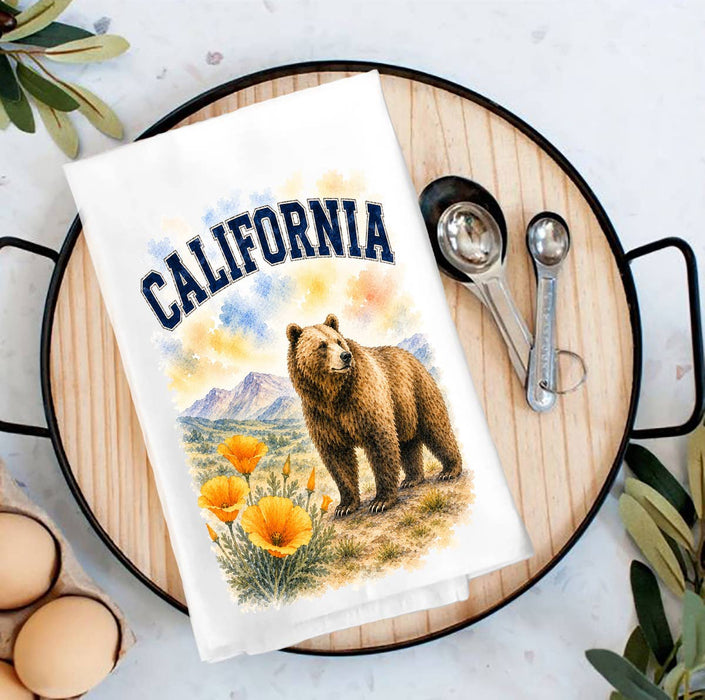 California State Bird and Animal Tea Towel