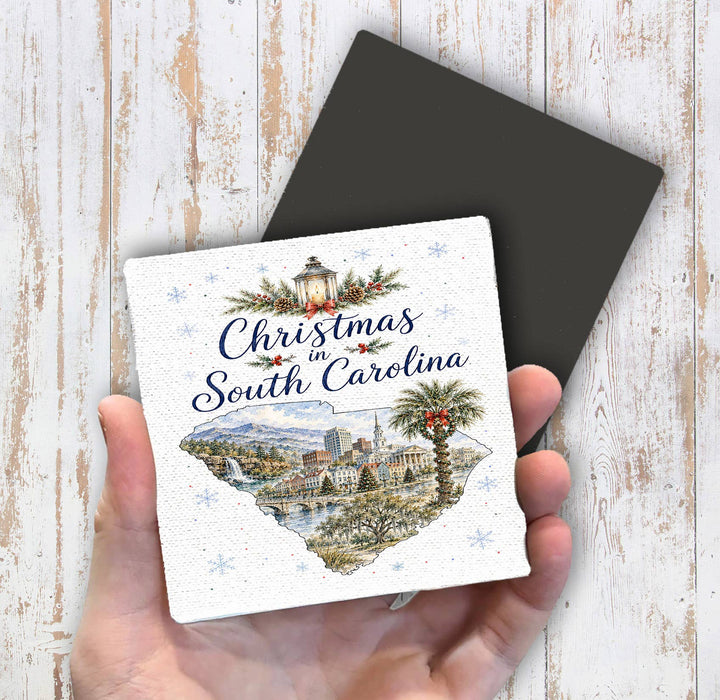Christmas in South Carolina State Map Magnet Fridge