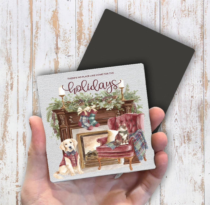 Christmas Home for The Holidays Fireplace Magnet Fridge