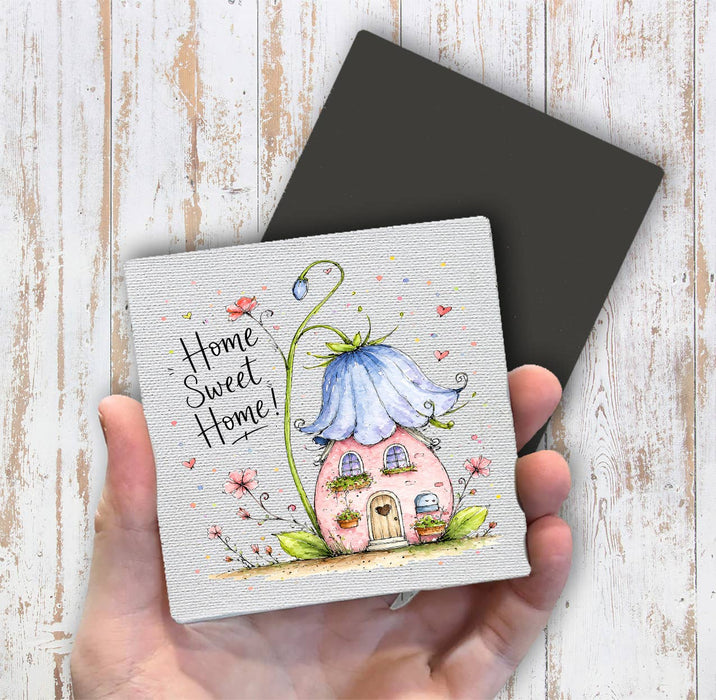 Home Sweet Home House Flowers Magnet Fridge