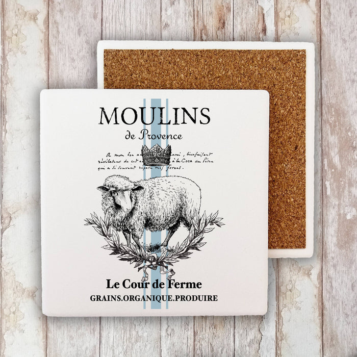 Vintage French Moulins Lamb Stone Coaster