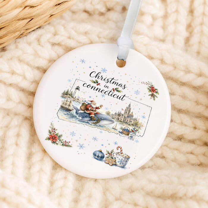 Christmas in Connecticut State Map Ornament