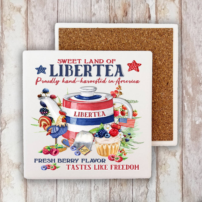 Farmhouse  4th of July Patriotic Liberty Tea Stone Coaster