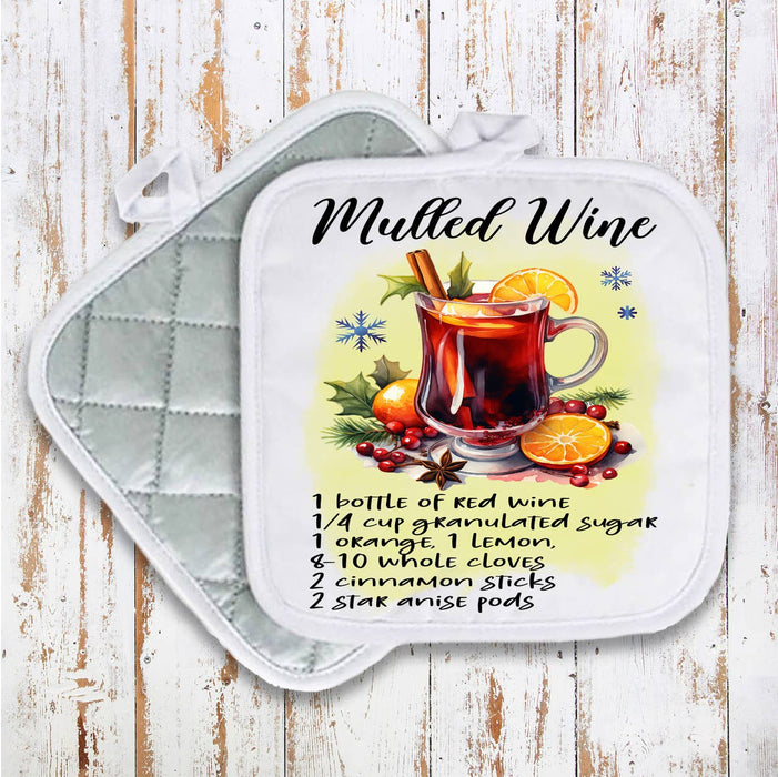 Christmas Cocktail Mulled Wine Recipe Pot Holder Oven Mitt