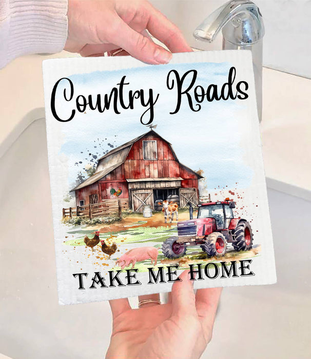 Country road take me home Swedish Dishcloth