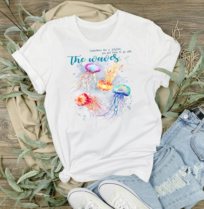 Jellyfish Go with the Waves Ocean T-Shirt