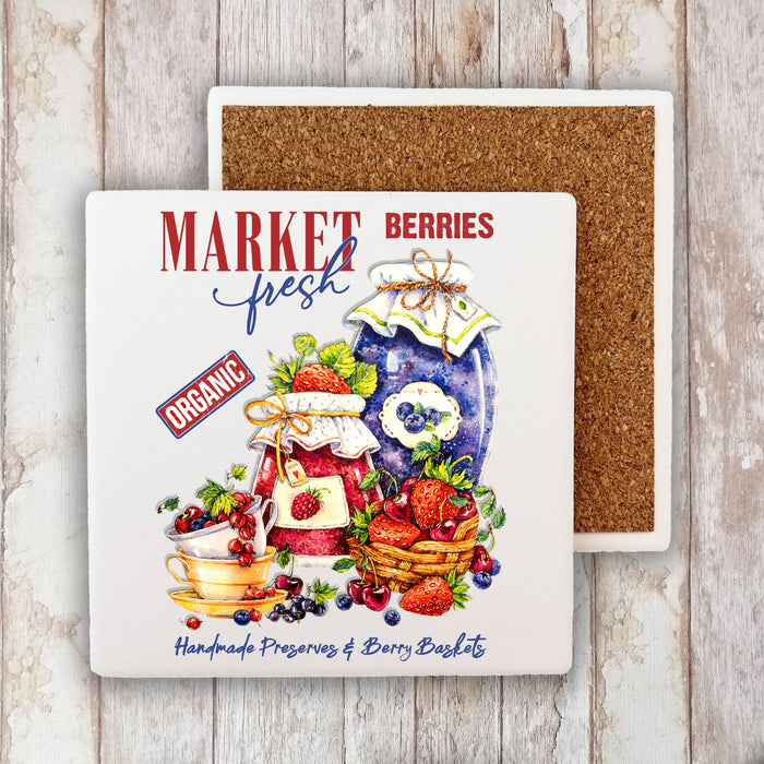 Farm Fresh Berries Preserves  Stone Coaster