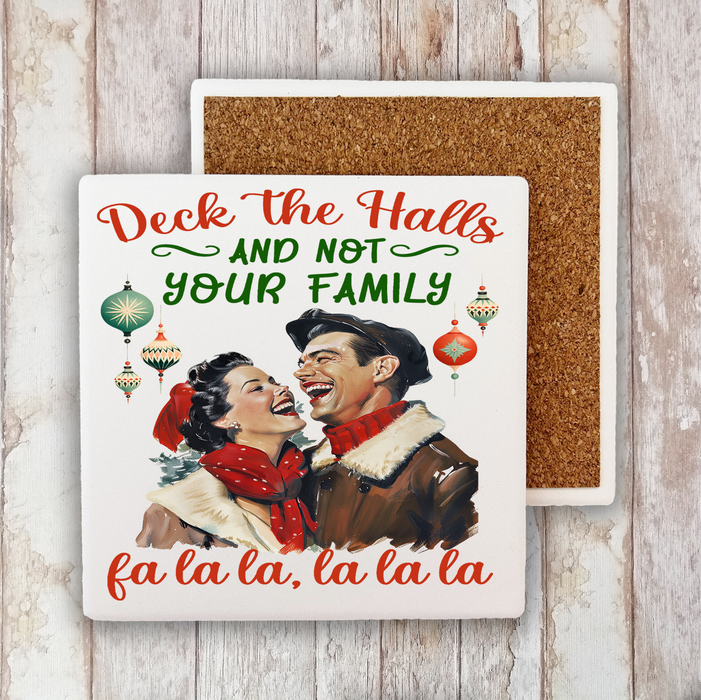 Christmas Funny Deck the Halls Stone Coaster