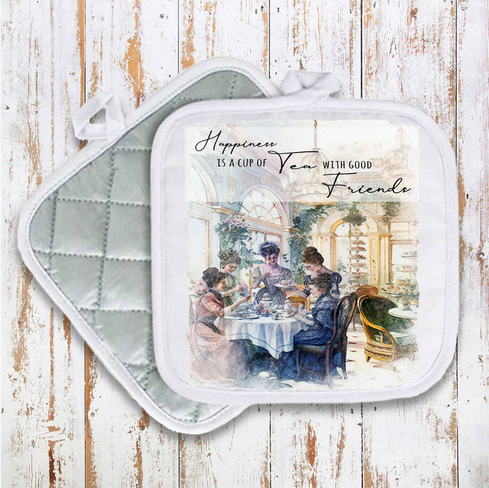 Victorian Happiness Tea with Friends Pot Holder Oven Mitt