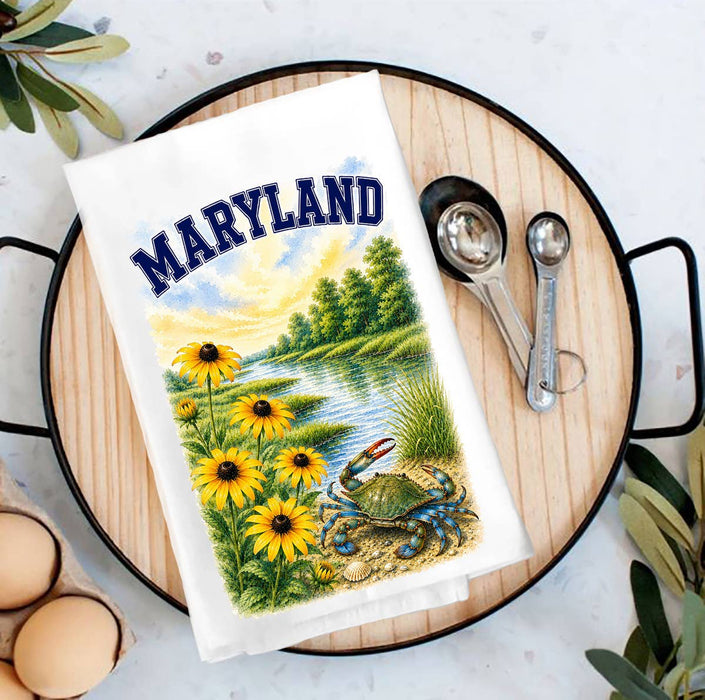 Maryland State Bird and Animal Tea Towel
