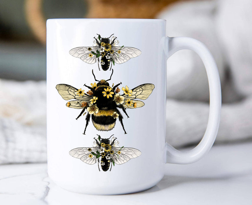 Vintage Bees Flowers  Coffee Mugs