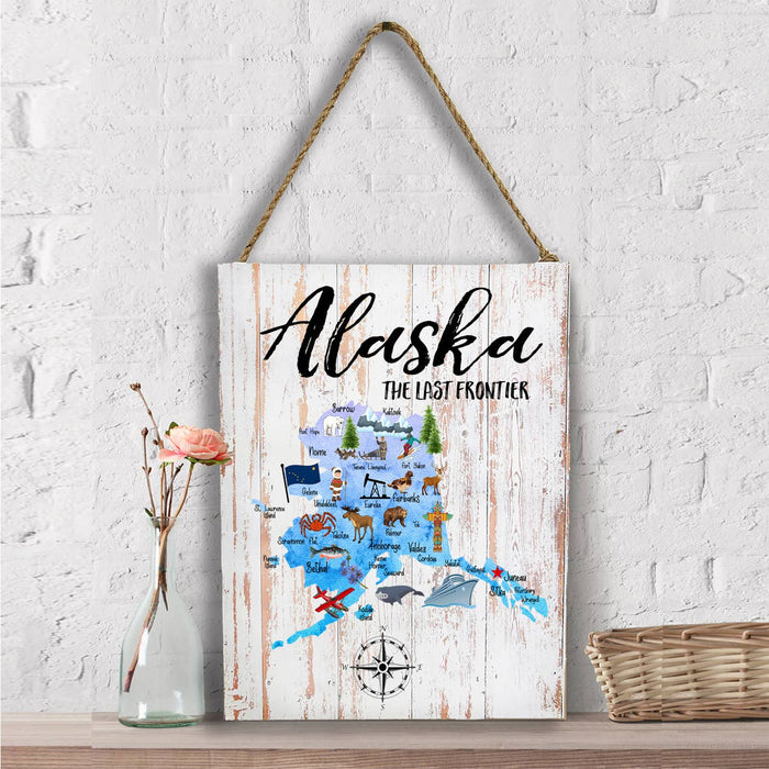 Alaska State Map Souvenir  Wall Decor