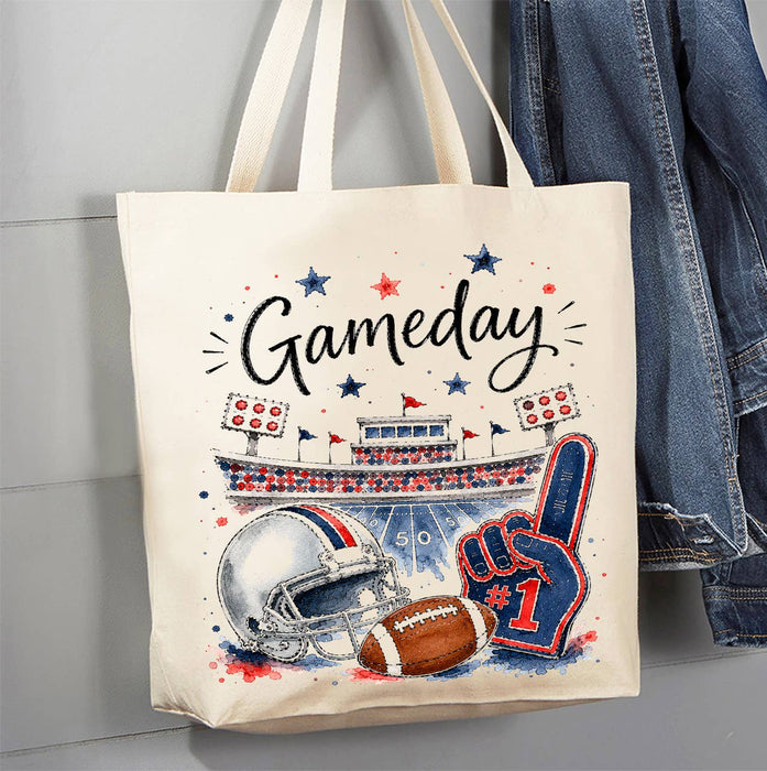 Gameday Football Navy Blue & Red Canvas Tote Bag