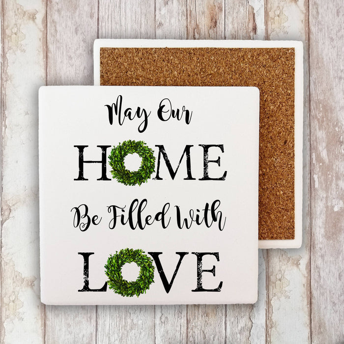 May Your Home be Filled With Love Wreath, Stone Coaster