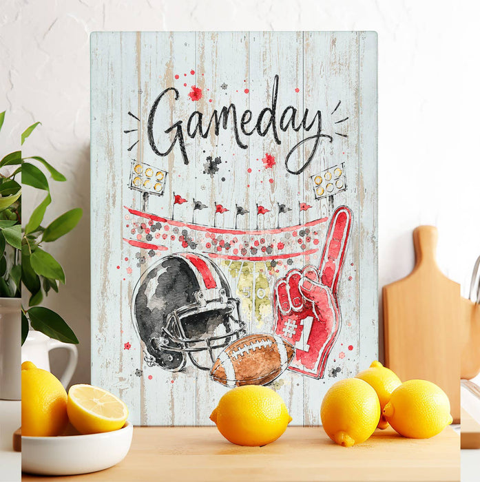 Gameday Football Black & Red Glass Cutting Board