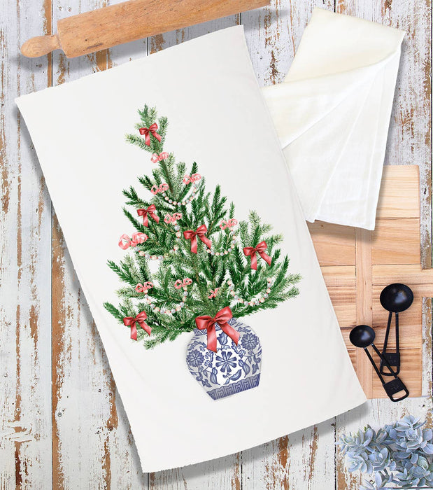 Chinoiserie Christmas Tree Terry Towel