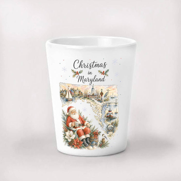Christmas in Maryland State Map Shot Glass