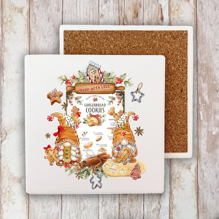 Christmas Gingerbeard Recipe Gnomes Stone Coaster