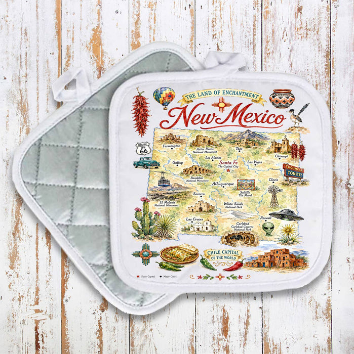 New Mexico State Map Landmark Pot Holder