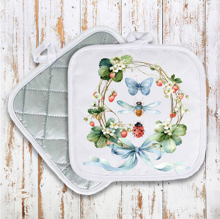 Strawberry Wreath Butterfly Ladybug Pot Holder