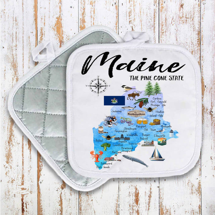 Maine State Map Pot Holder Oven Mitt