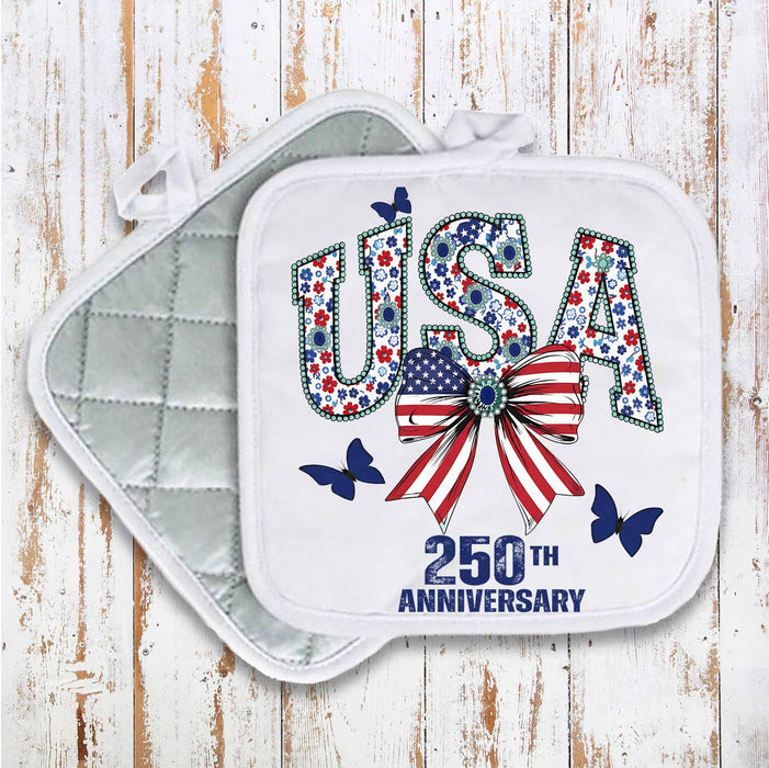 Patriotic USA Bow 250 Anniversary America Pot Holder
