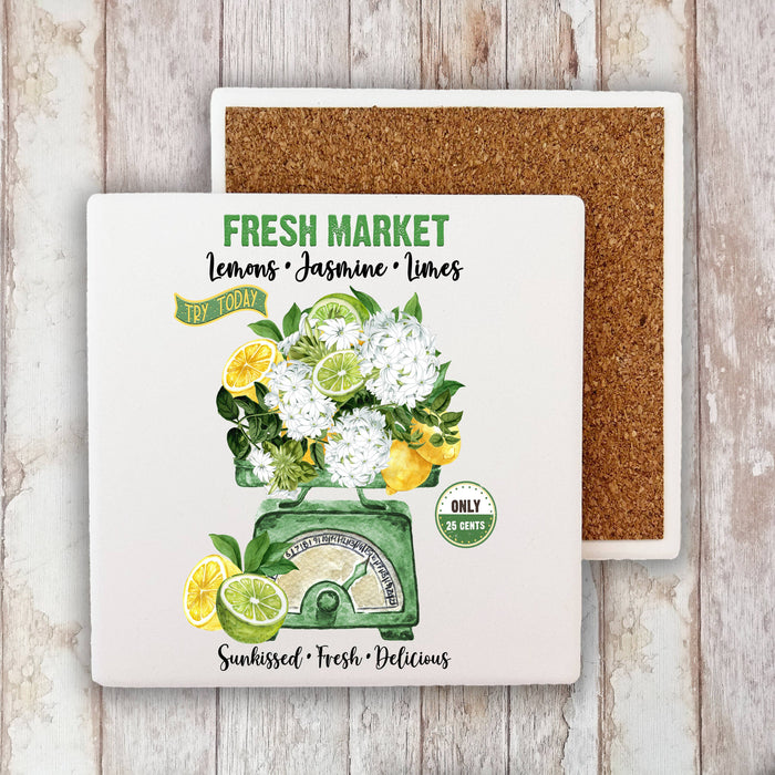 Fresh market Lemons Jasmine Limes Stone Coaster