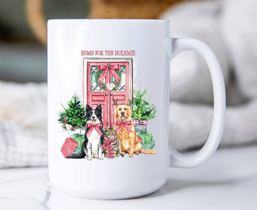 Christmas Home for the Holidays Dogs Coffee Mug