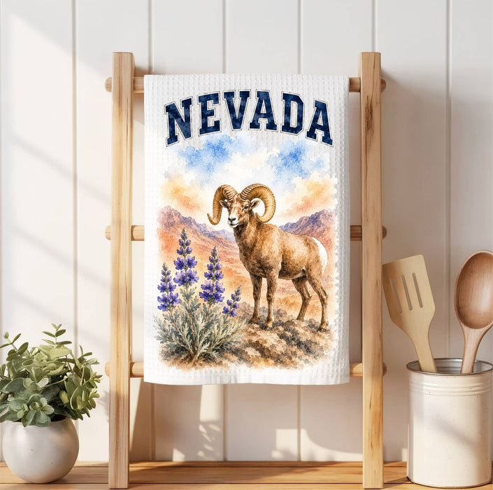 Nevada State Bird and Animal Waffle Weave Towel
