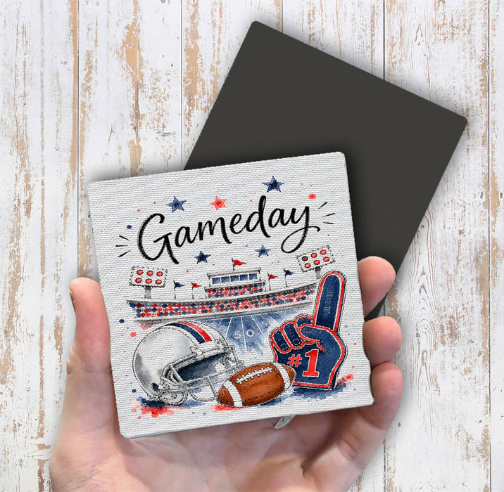 Gameday Football Navy Blue & Red Magnet Fridge