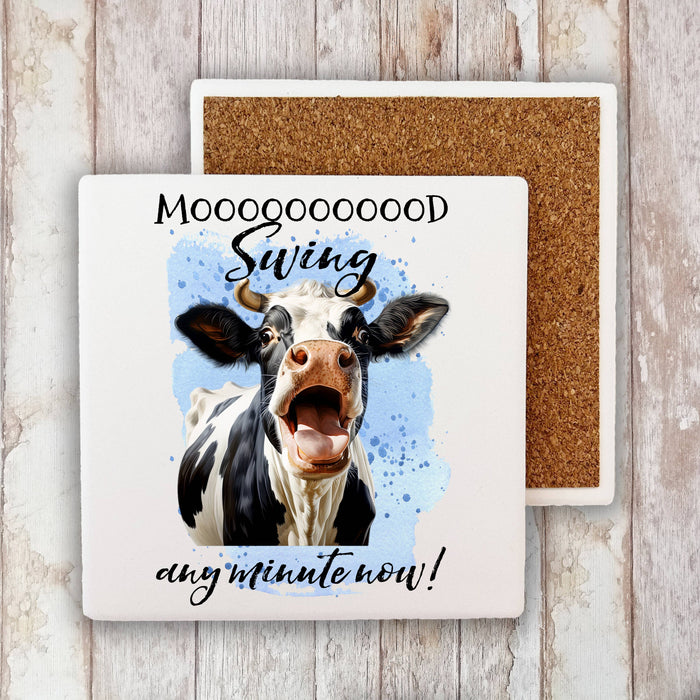 Mood Swing Any Minute Cow Funny Stone Coaster