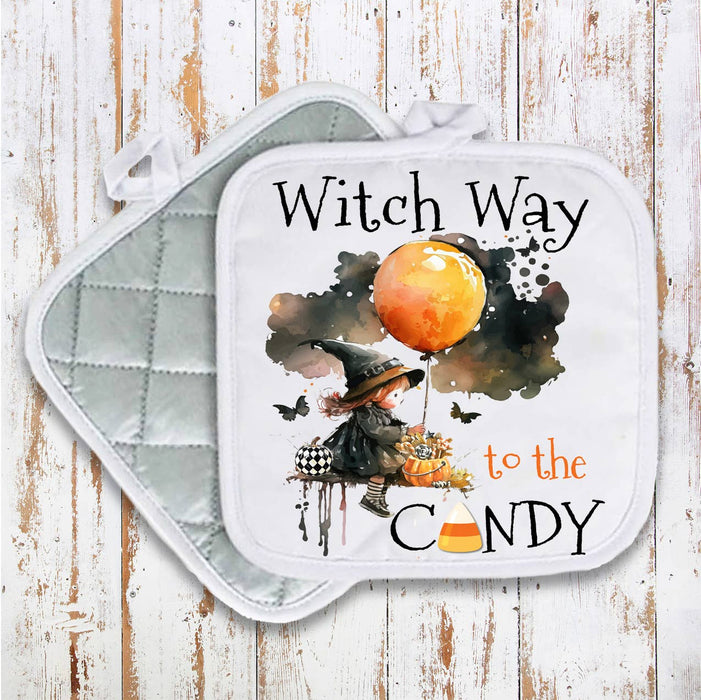 Halloween Witch Way to Candy Pot Holder Oven Mitt