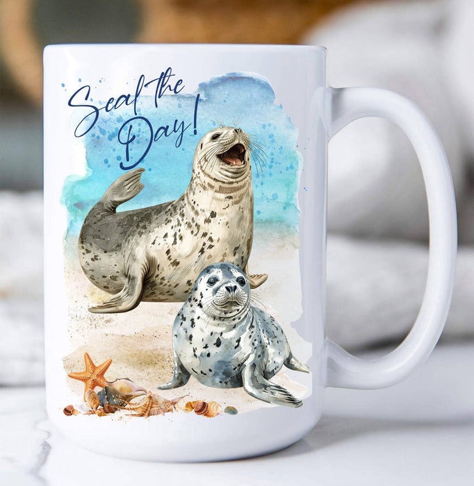 Seal the Day Coastal Ocean Coffee Mug