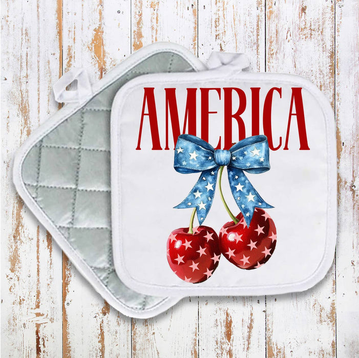 Patriotic Cherry America Pot Holder