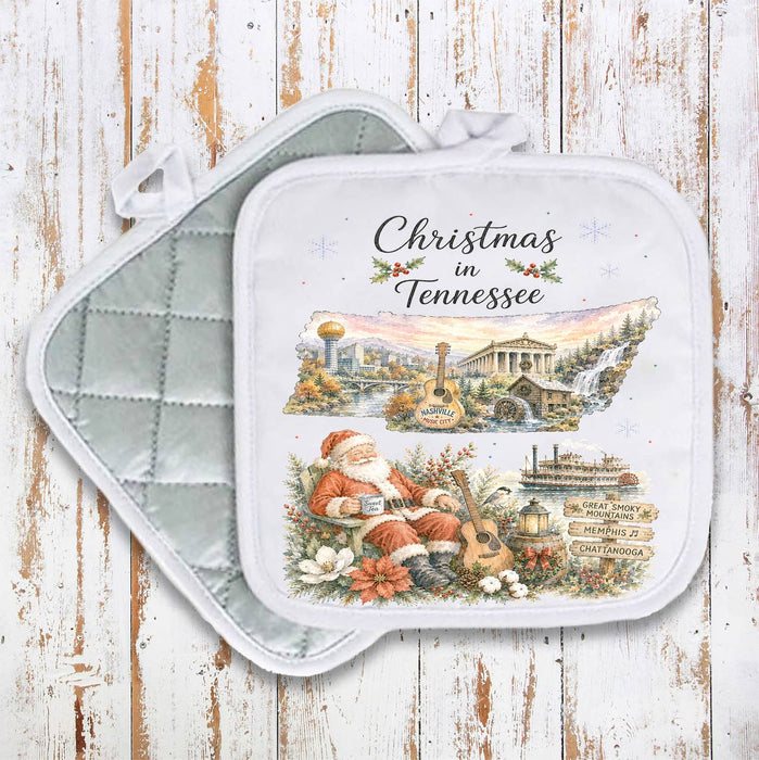 Christmas in Tennessee State Map Pot Holder