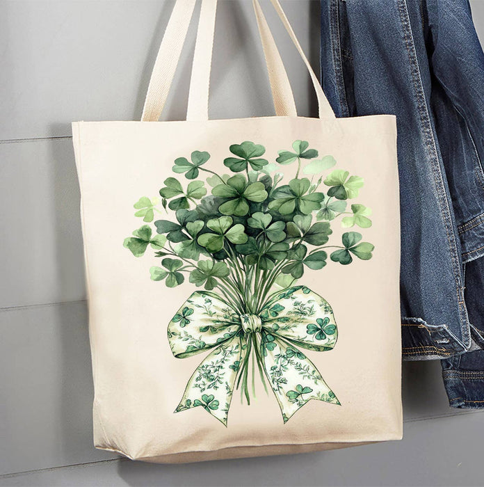 St. Patrick's Day Four Leave Clover Canvas Tote Bag