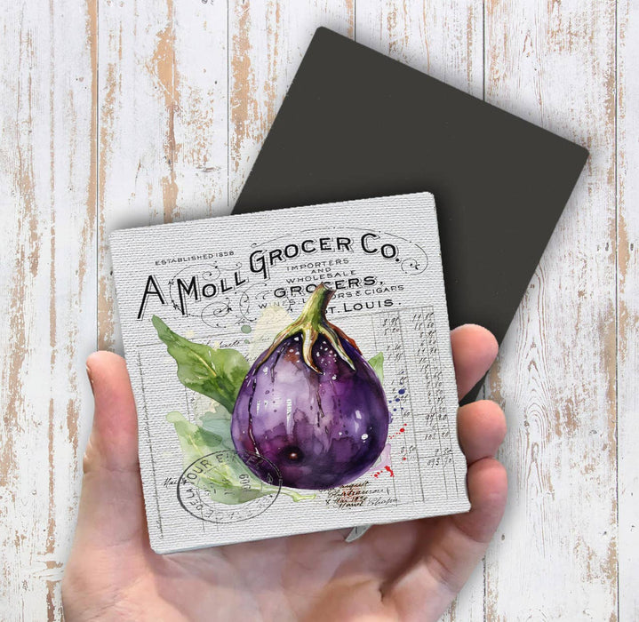Vintage Farmhouse Eggplant Vegetables Magnet Fridge