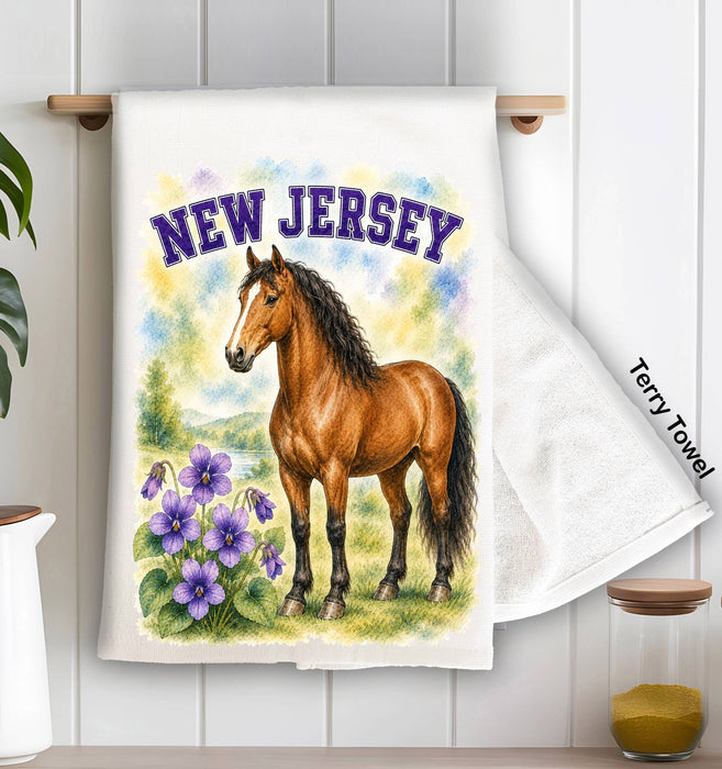 New Jersey State Bird and Animal Kitchen Terry Towel