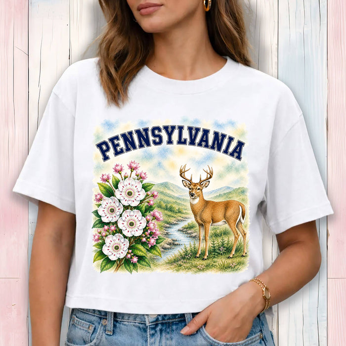 Pennsylvania State Bird and Animal Cropped T-Shirt