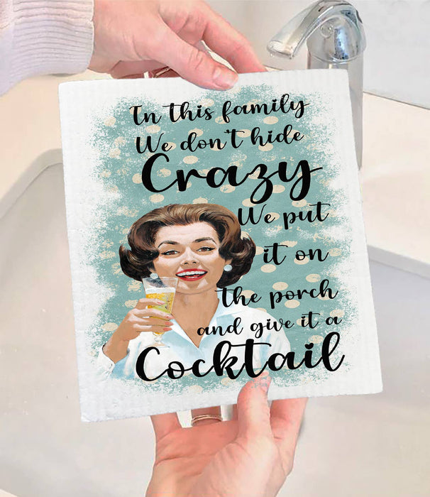 Retro Funny We Don't Hide Family Swedish Dishcloth