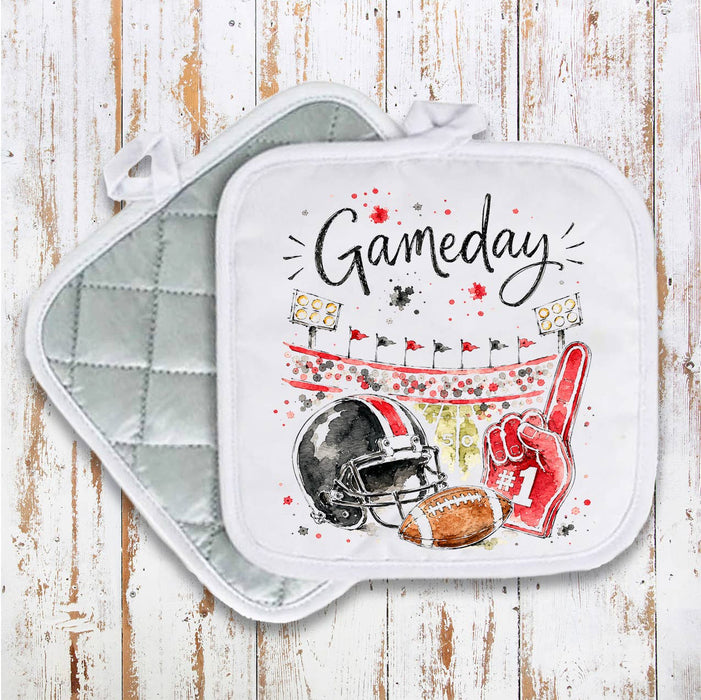 Gameday Football Black & Red Pot Holder