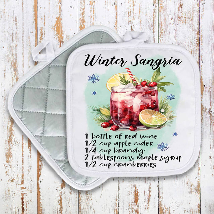 Christmas Cocktail Winter Sangria Recipe Pot Holder