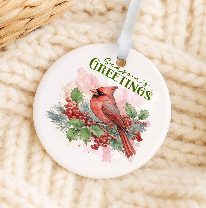 Christmas Seaons Greeting red Cardinal Ornament