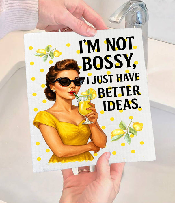 Retro Funny Bossy Better Ideas Swedish Dishcloth